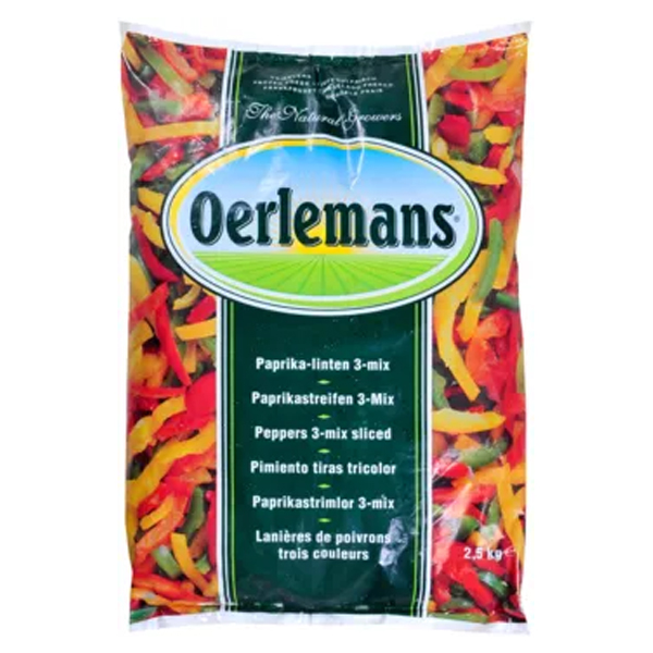 2410236  Oerlemans Paprikamix Rood Groen Geel Strips  2.5 kg