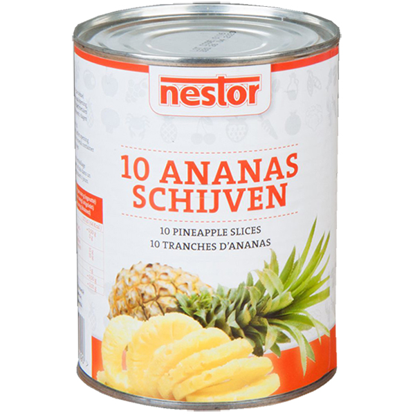 2420121  Nestor 10 Ananasschijven op Lichte Siroop  6x750 ml