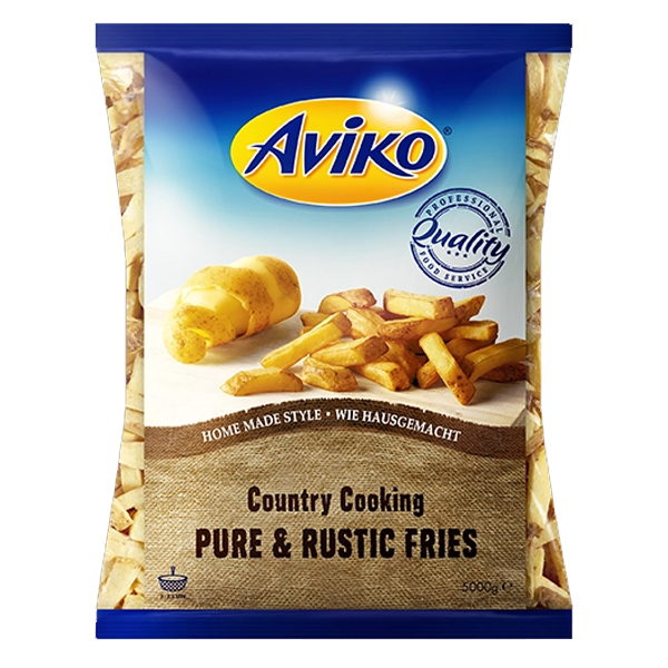 2812008  Aviko Frites Pure&Rustic (met Schil)  4x2.5 kg