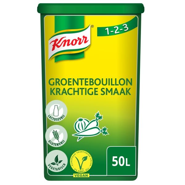 4018077  Knorr  1-2-3  Groentebouillon Krachtig Poeder voor 50 lt  1 kg