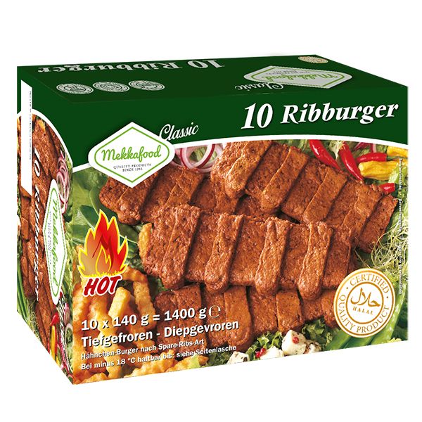 5428196  Mekkafood Ribburger Halal  10x140 gr