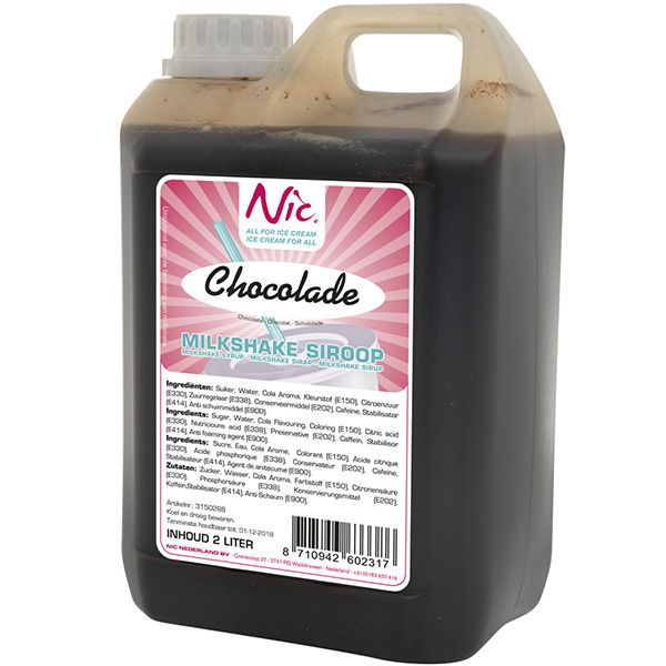6014128  Nic Milkshake Siroop Chocolade  2 lt