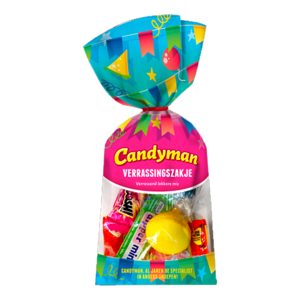 7017284  Candyman Verrassingszakje Snoep  12x52 gr