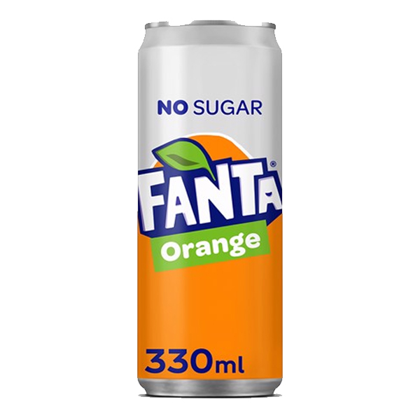 7260229  Fanta Orange No Sugar Emballage Blik  24x33 cl