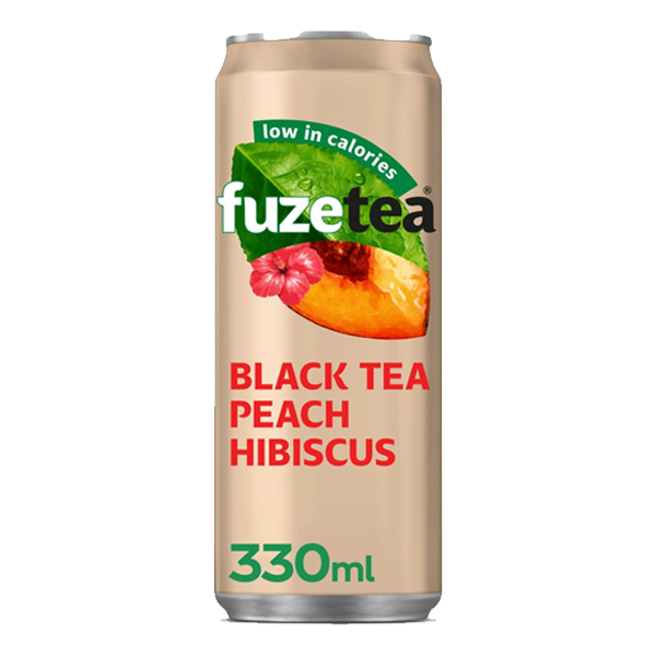 7260501  Fuze Tea Peach Hibiscus Emballage Blik  24x33 cl