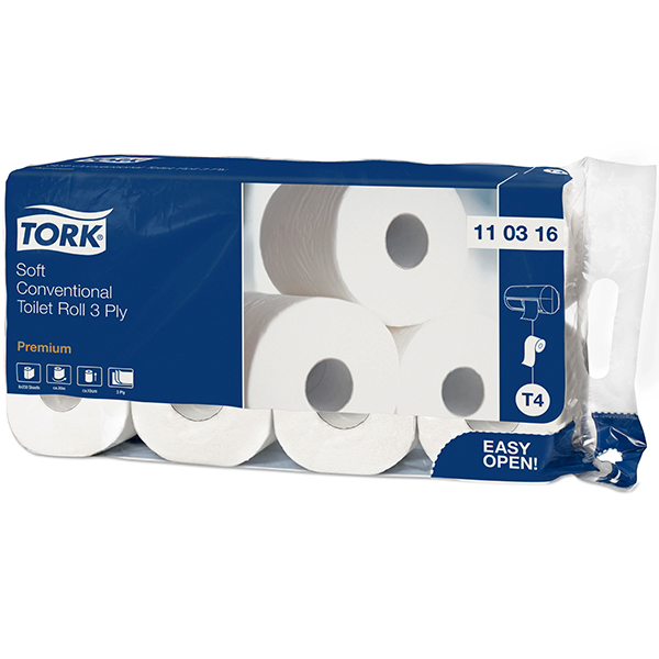 8244098  Tork Toiletpapier Traditioneel 3-Laags Soft T4 Premium  9x8x250 vel